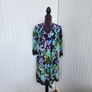 Koan Womens Black Green Purple Sleeveless V-Neck Twist Knit Front Dress Swim M